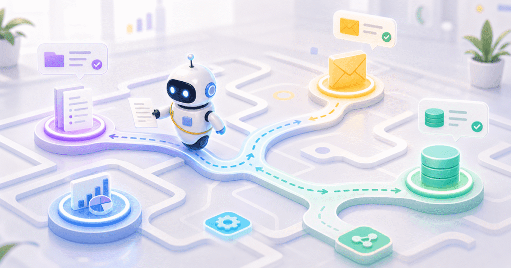 Indian business leader reviewing an AI agent dashboard for business automation
