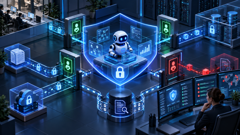 Secure AI agent environment with permission gates, encrypted data paths, and audit logs